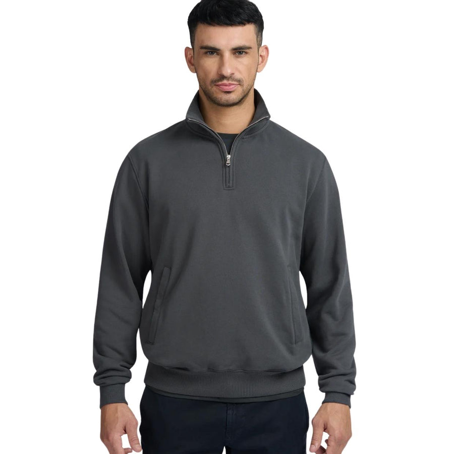 Sandbanks Badge Logo Relaxed Fit Anthracite Grey Half Zip Sweatshirt