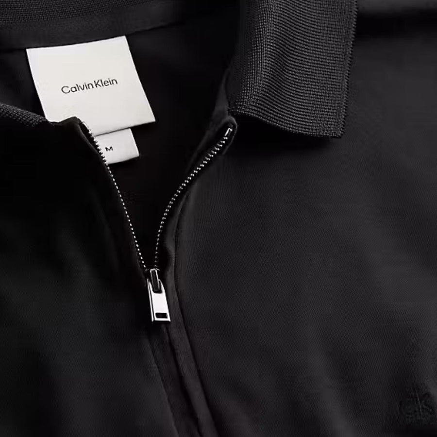 Calvin Klein Liquid Touch Welt Zip Black Polo Shirt