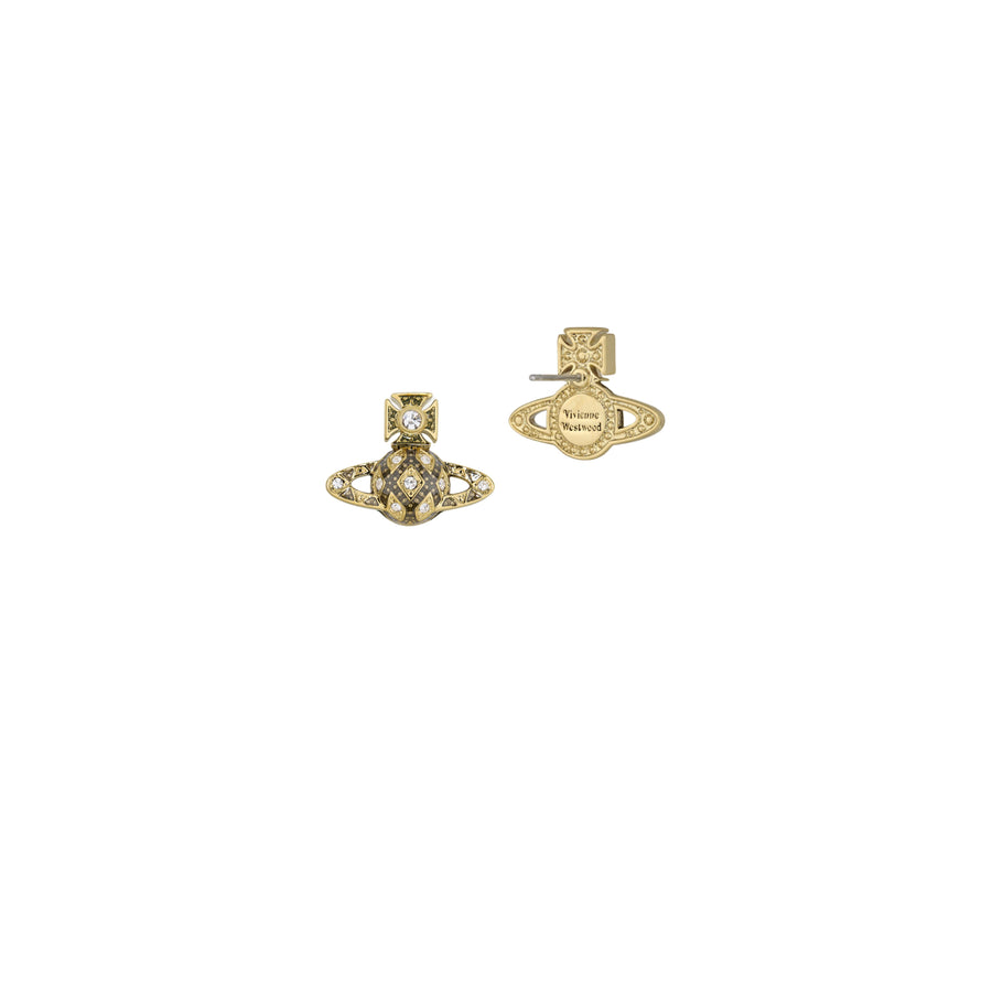 Vivienne Westwood Gold/Black Enamel Rachelle Bas Relief Earrings