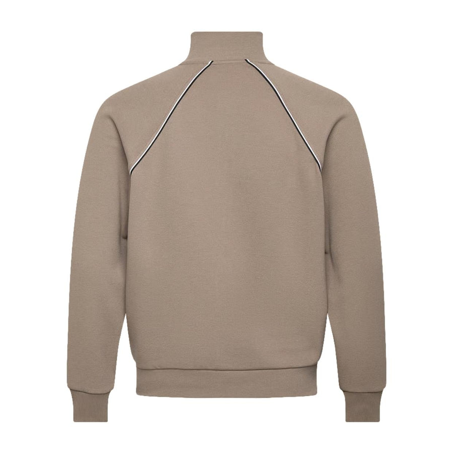 BOSS Cotton-Blend Contrast-Pipping Full Zip Light Pastel Green Sweatshirt