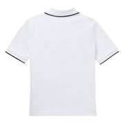 BOSS Kids Contrast Logo Cotton Pique White Polo Shirt