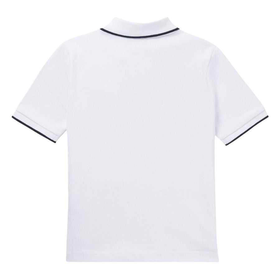 BOSS Kids Contrast Logo Cotton Pique White Polo Shirt