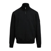 Sandbanks Badge Logo Relaxed Fit Black Half Zip Sweatshirt