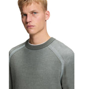 BOSS Wool Blend Rib Knit Grey Sweatshirt