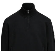Sandbanks Badge Logo Relaxed Fit Black Half Zip Sweatshirt