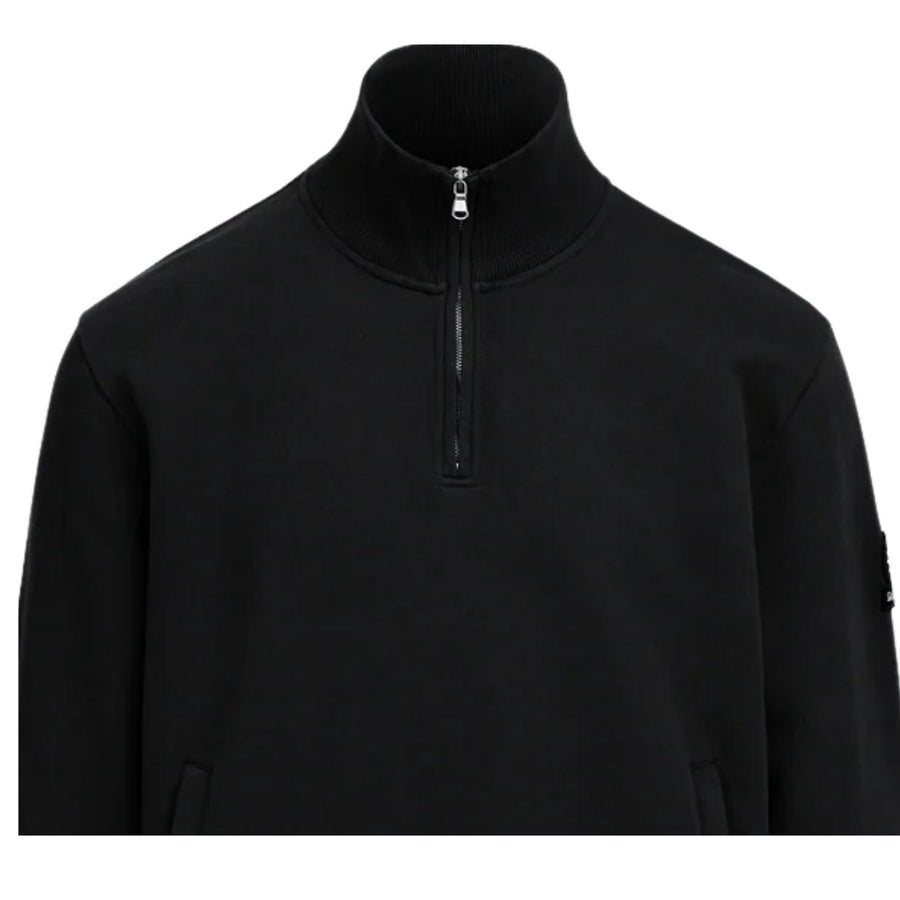 Sandbanks Badge Logo Relaxed Fit Black Half Zip Sweatshirt