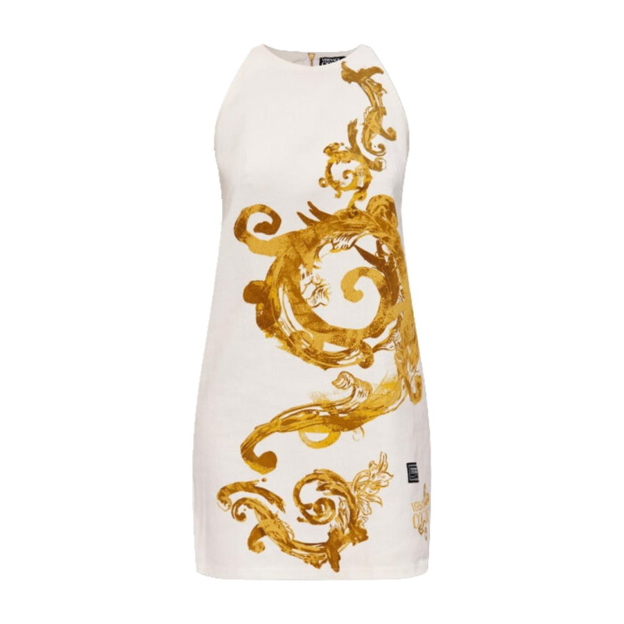 Versace Jeans Couture White/Gold Denim Dress Versace Jeans Couture White/Gold Denim Dress