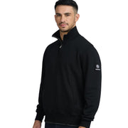 Sandbanks Badge Logo Relaxed Fit Black Half Zip Sweatshirt