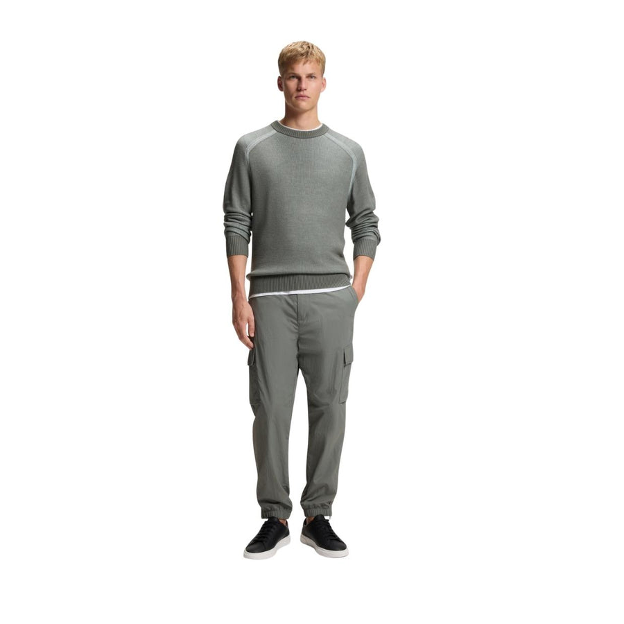 BOSS Wool Blend Rib Knit Grey Sweatshirt