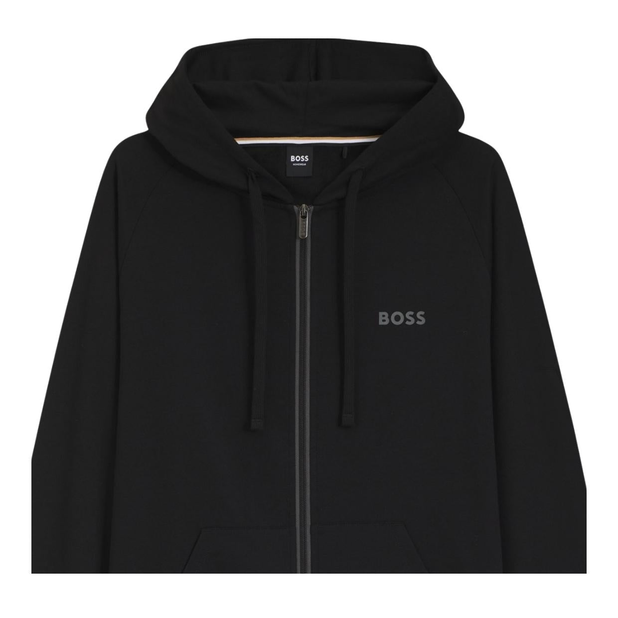 BOSS Black Cotton Terry Zip-Up Hoodie