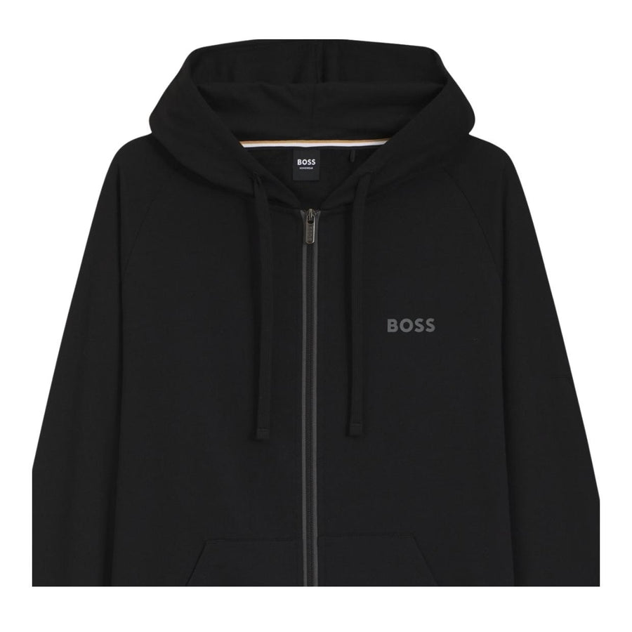 BOSS Black Cotton Terry Zip-Up Hoodie