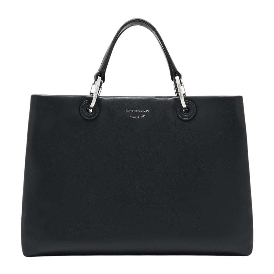 Emporio Armani Nappa Leather Medium Black Shopper Bag