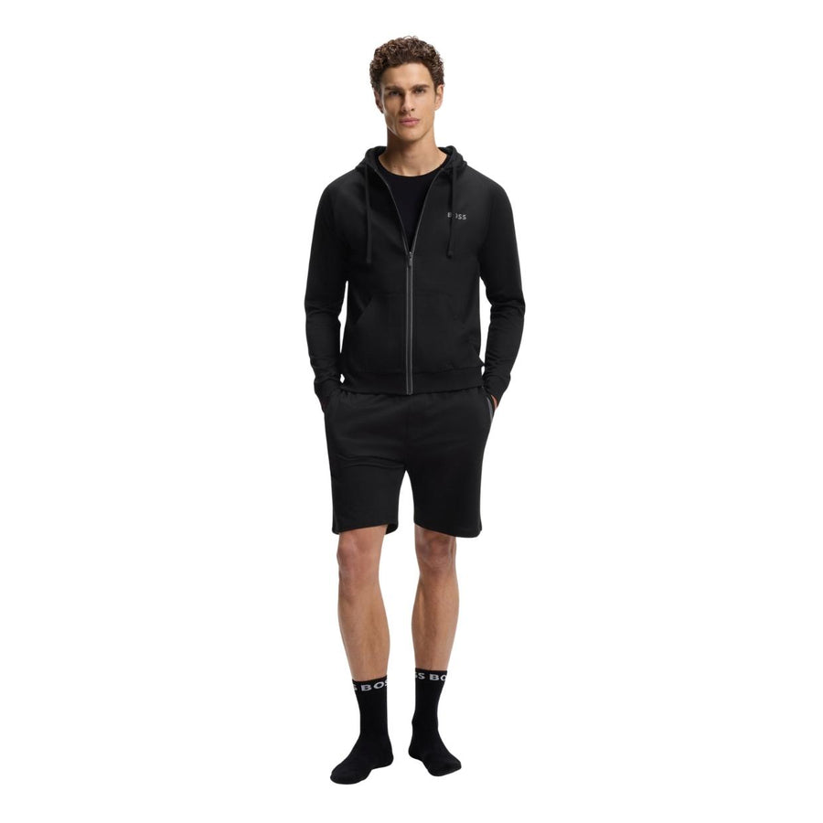 BOSS Black Cotton Terry Zip-Up Hoodie