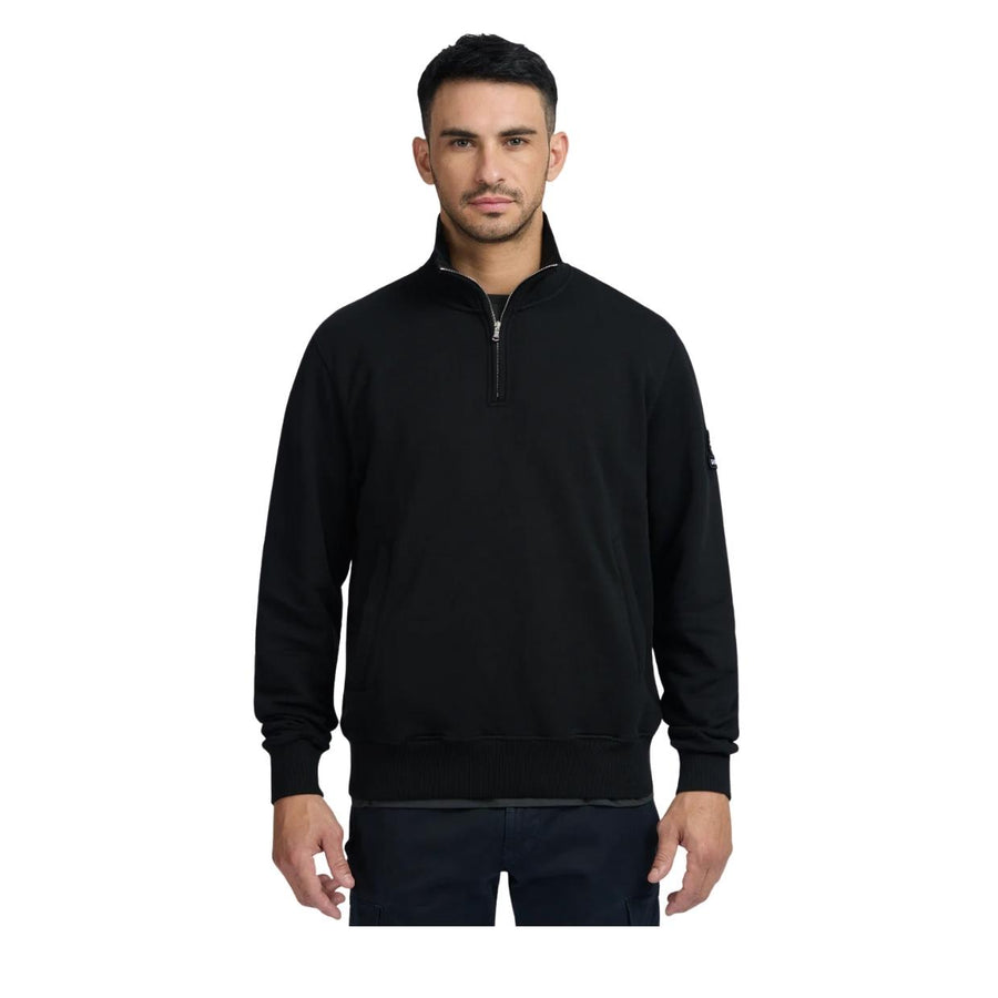 Sandbanks Badge Logo Relaxed Fit Black Half Zip Sweatshirt