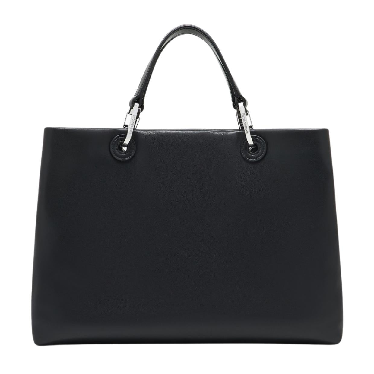 Emporio Armani Nappa Leather Medium Black Shopper Bag