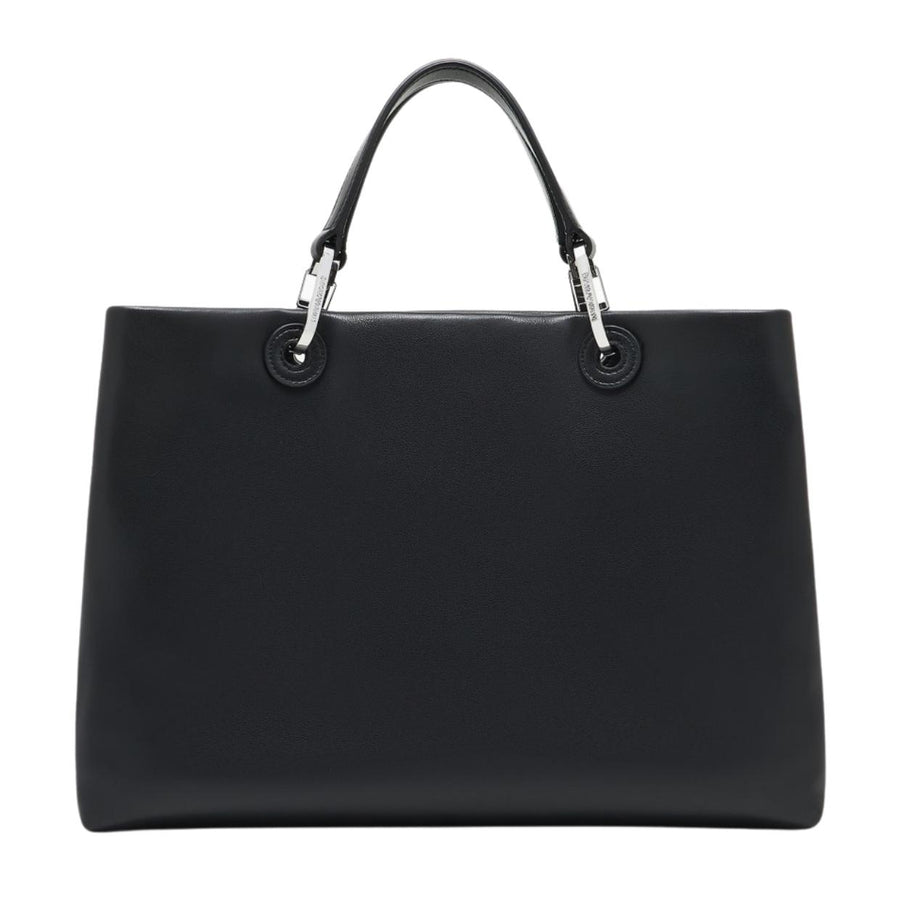 Emporio Armani Nappa Leather Medium Black Shopper Bag