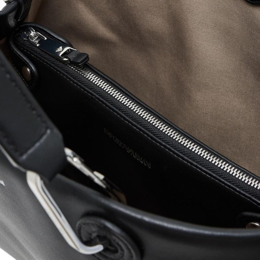 Emporio Armani Nappa Leather Medium Black Shopper Bag