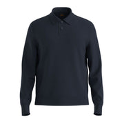 BOSS Asac Knitted Embroidered Logo Navy Polo Shirt