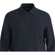 BOSS Asac Knitted Embroidered Logo Navy Polo Shirt