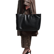 Emporio Armani Nappa Leather Medium Black Shopper Bag