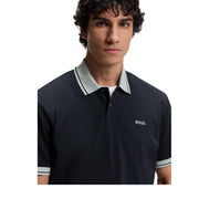 BOSS Contrast Logo Cotton-Jersey Dark Navy Polo Shirt