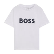 BOSS Kids Contrast Logo White T-Shirt