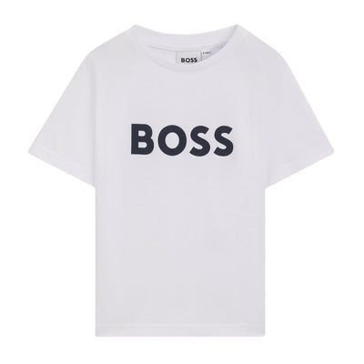 BOSS Kids Contrast Logo White T-Shirt