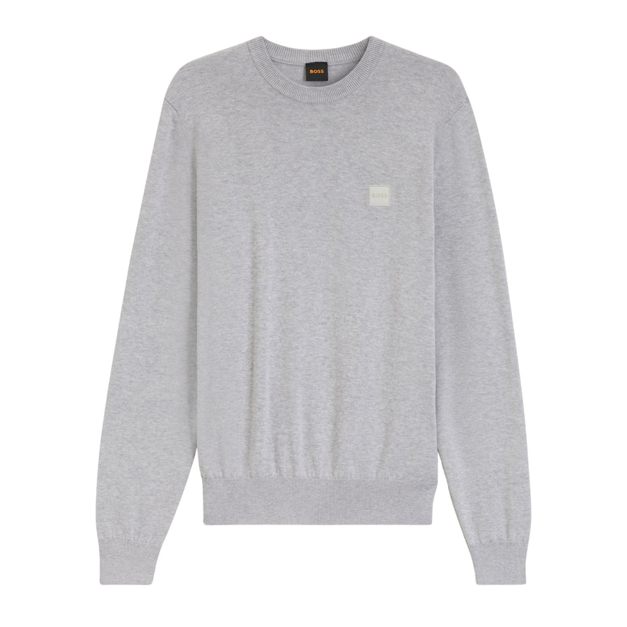 BOSS Logo Patch Cotton-Cashmere Kanovano Light Grey Sweatshirt