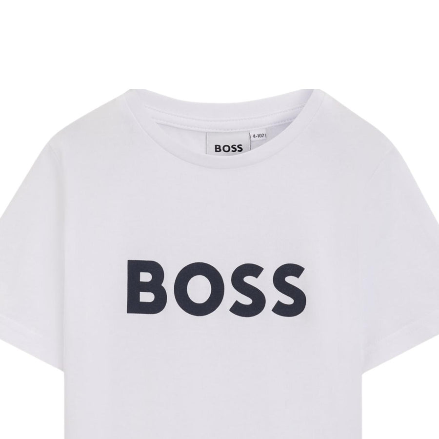 BOSS Kids Contrast Logo White T-Shirt