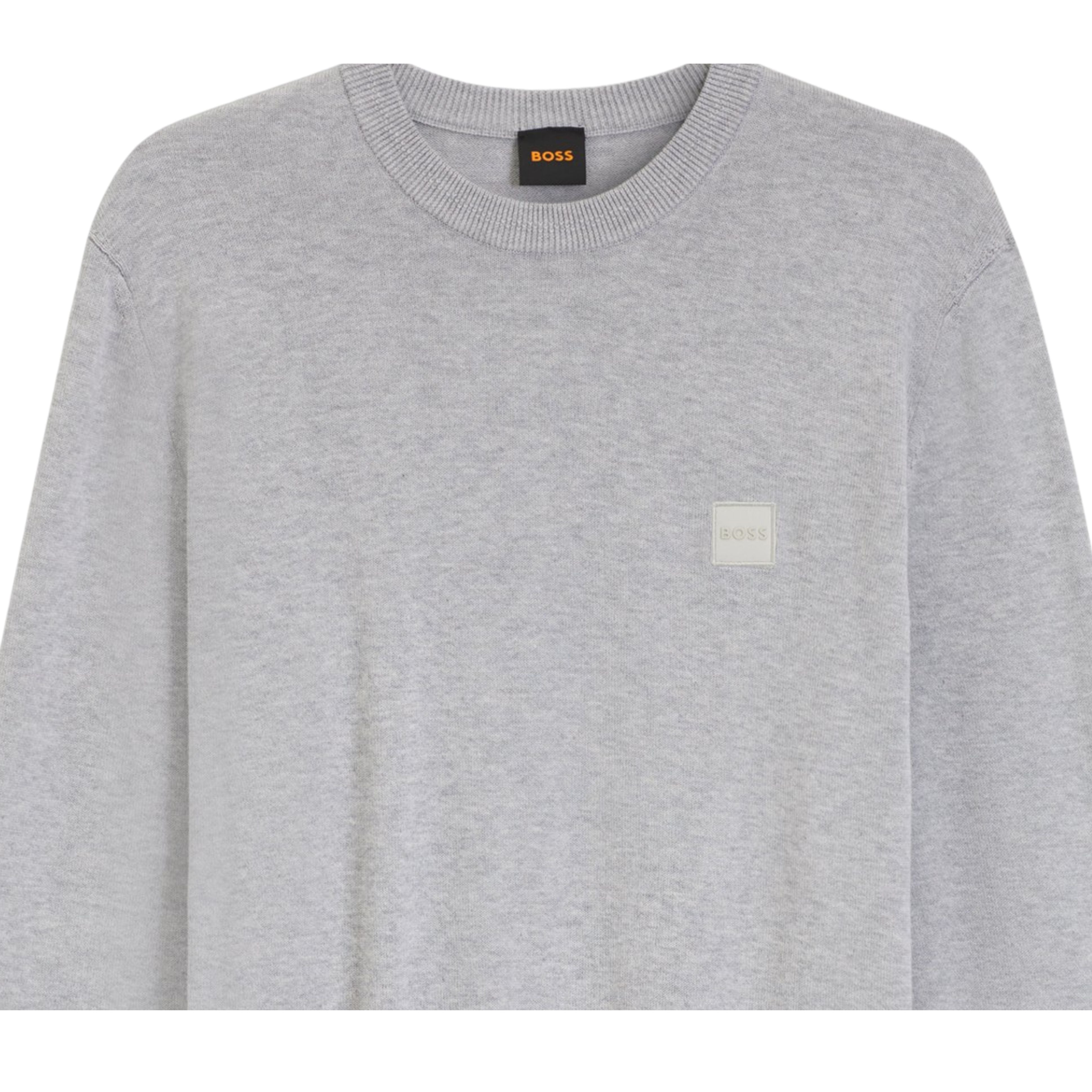 BOSS Logo Patch Cotton-Cashmere Kanovano Light Grey Sweatshirt