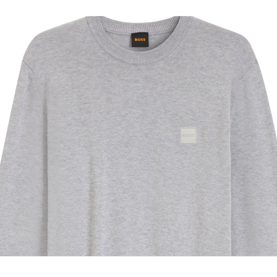 BOSS Logo Patch Cotton-Cashmere Kanovano Light Grey Sweatshirt