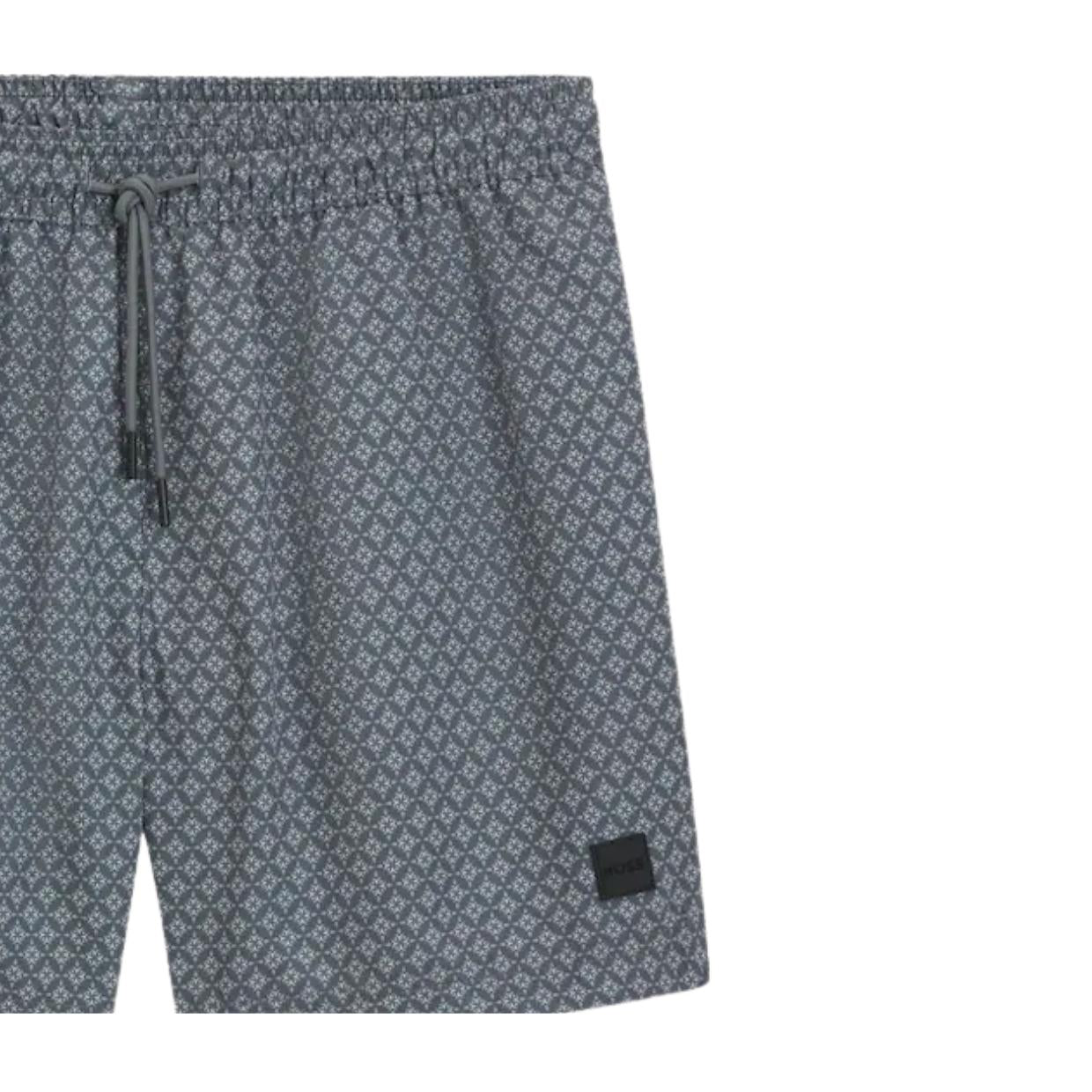 BOSS Vibe Pattern Grey Swim Shorts