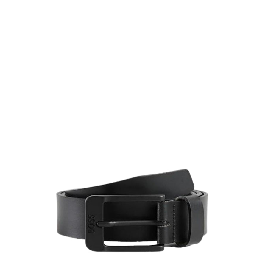 BOSS Logo Jemio Black Leather Belt