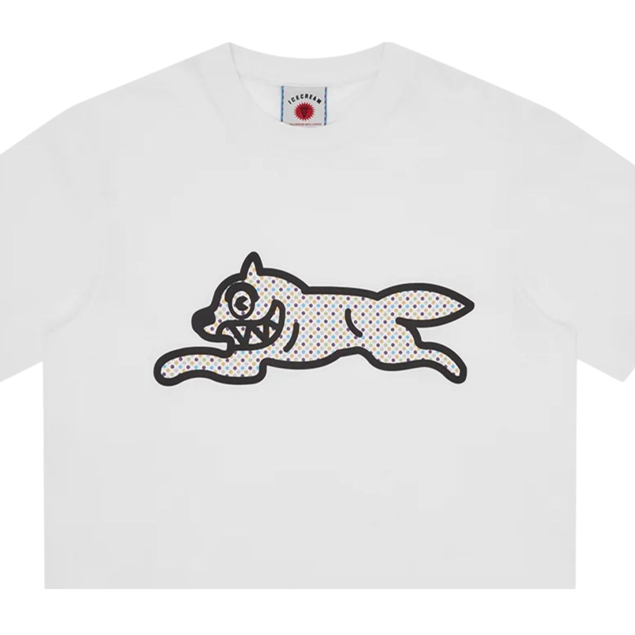 ICECREAM Polka Dot Running Dog White T-Shirt