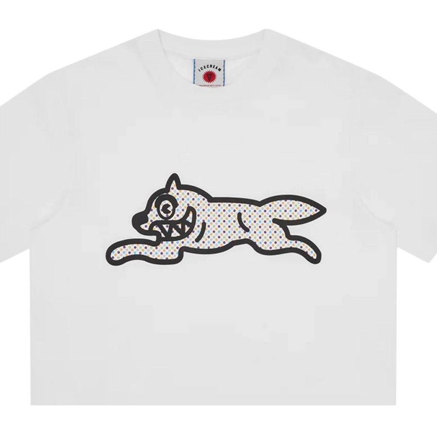ICECREAM Polka Dot Running Dog White T-Shirt
