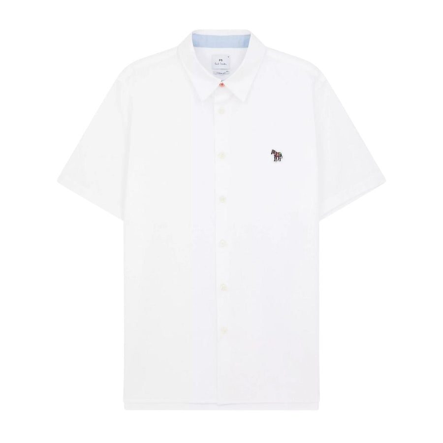 Paul Smith Zebra Badge Tailored Fit White Short Sleeve Shirt