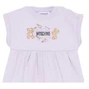 Moschino Baby Teddy Bear Print Lilac Dress