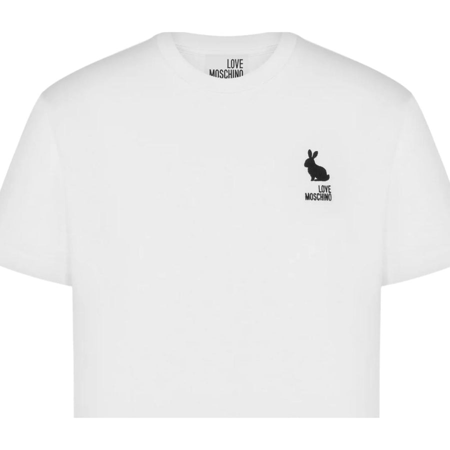 Love Moschino Embroidered Logo White T-Shirt