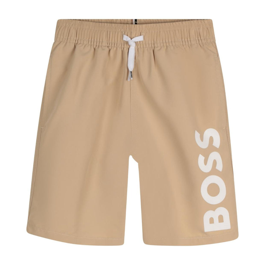 BOSS Kids Printed Logo Stone Swim Shorts