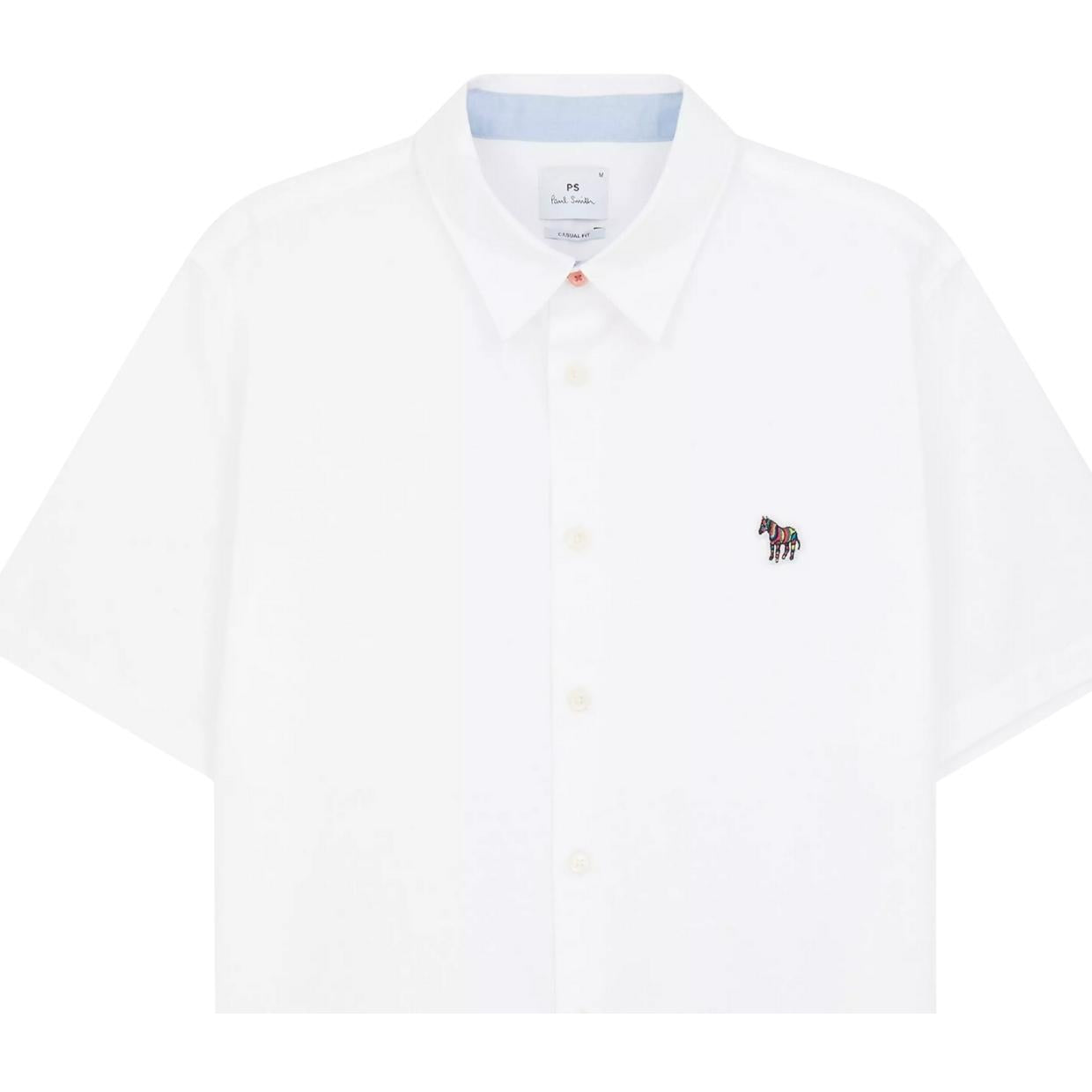 Paul Smith Zebra Badge Tailored Fit White Short Sleeve Shirt