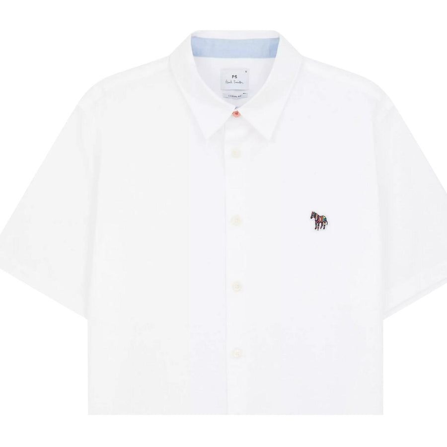 Paul Smith Zebra Badge Tailored Fit White Short Sleeve Shirt