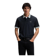 BOSS Contrast Logo Cotton-Jersey Dark Navy Polo Shirt