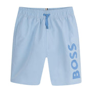 BOSS Kids Printed Logo Persian Blue Swim Shorts