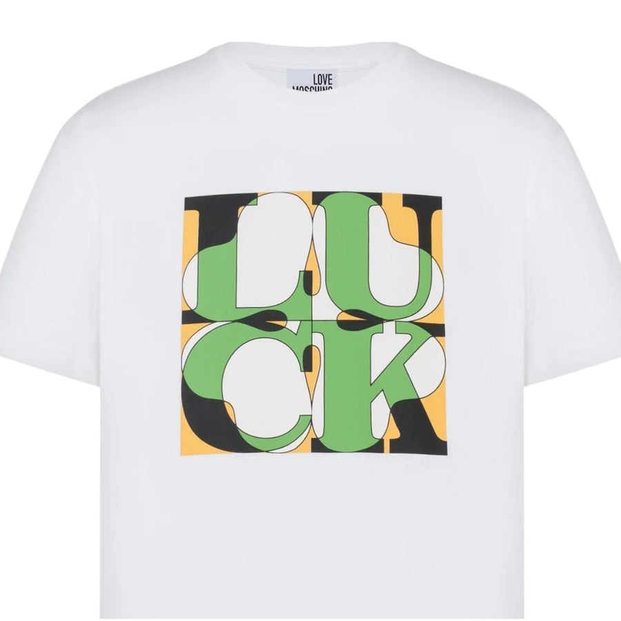 Love Moschino Printed Graphic White T-Shirts