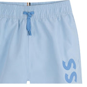 BOSS Kids Printed Logo Persian Blue Swim Shorts