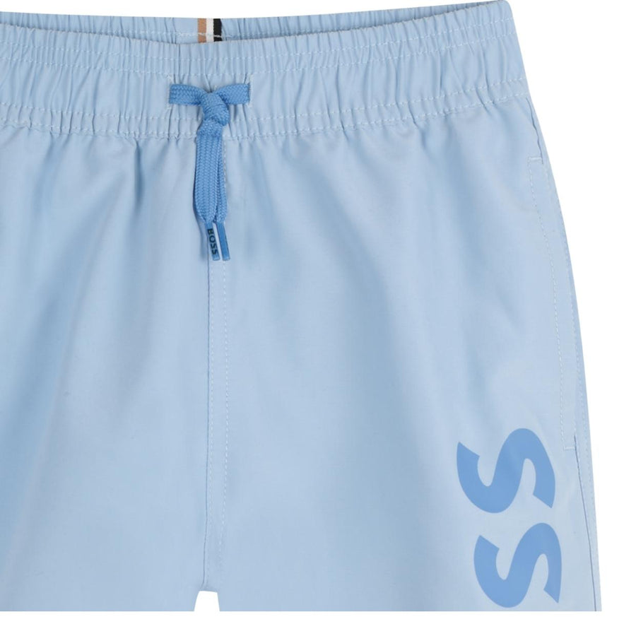 BOSS Kids Printed Logo Persian Blue Swim Shorts