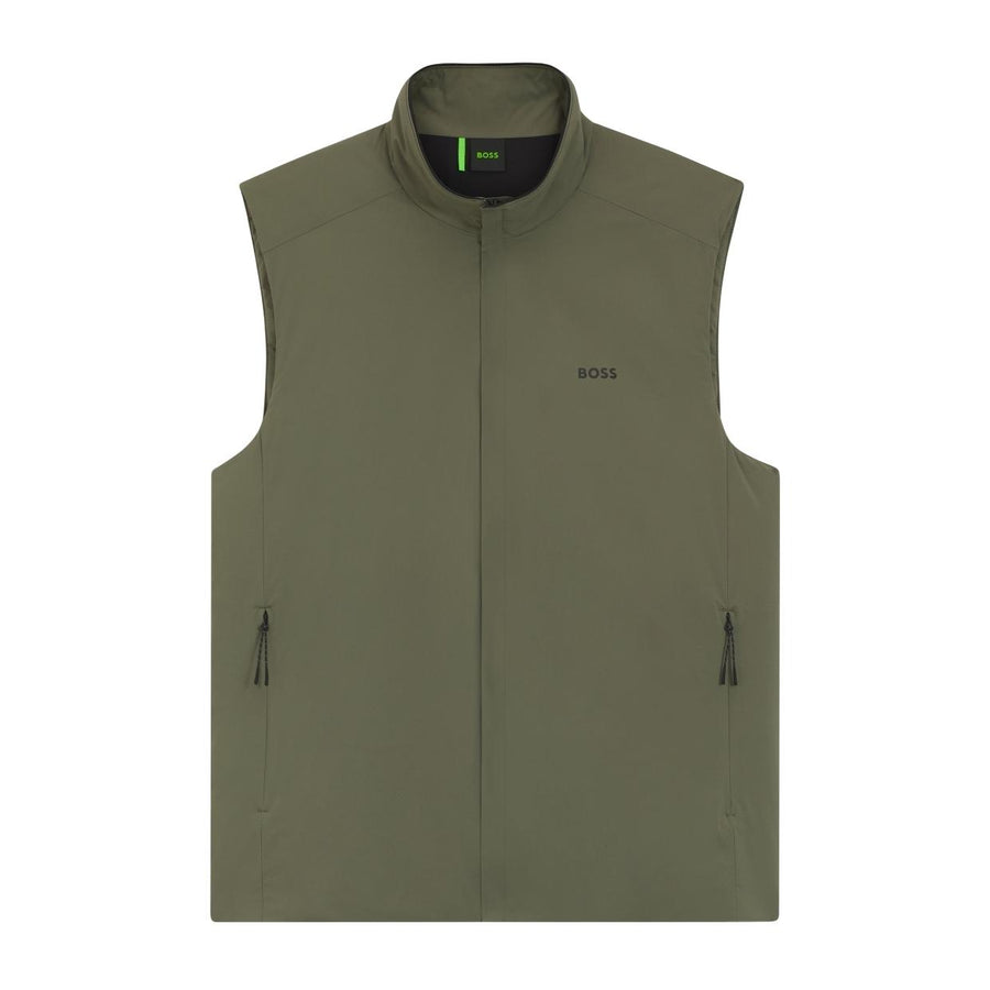 BOSS Logo Detail Water-Repellent Olive Green Gilet