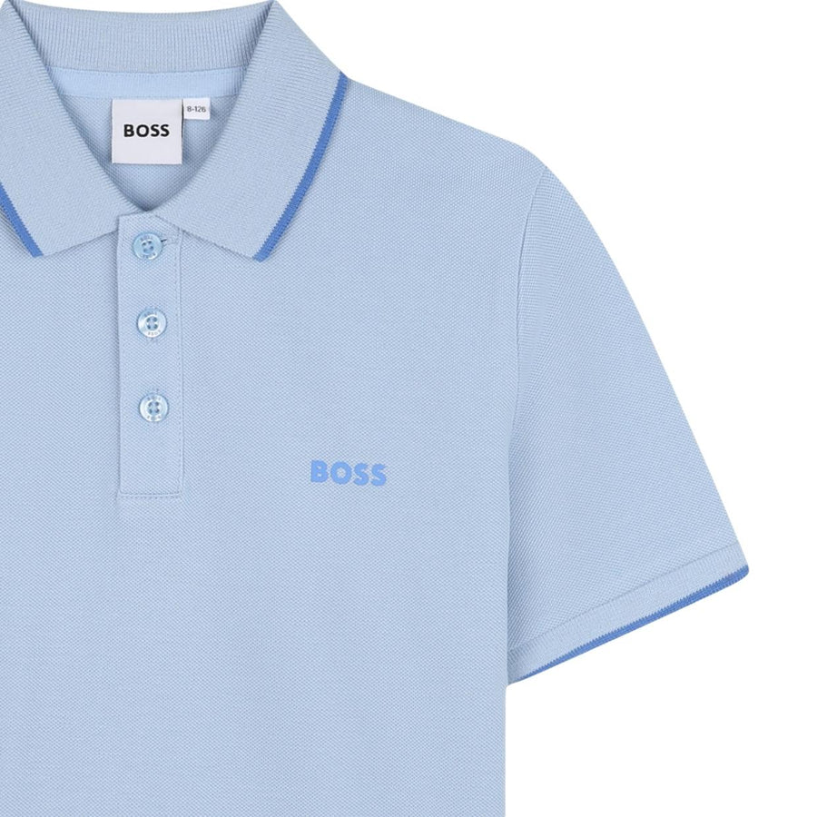 BOSS Kids Contrast Logo Persian Blue Polo Shirt
