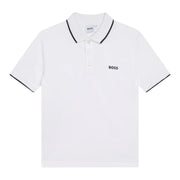 BOSS Kids Contrast Logo White Polo Shirt