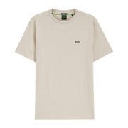BOSS Regular Fit Contrast Logo Cotton Blend Light Beige T-Shirt